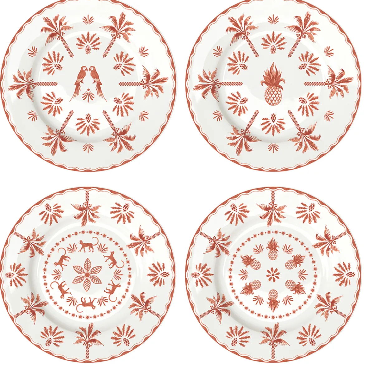 Easy Life Set de 4 assiettes à dessert EXOTIC VIBES