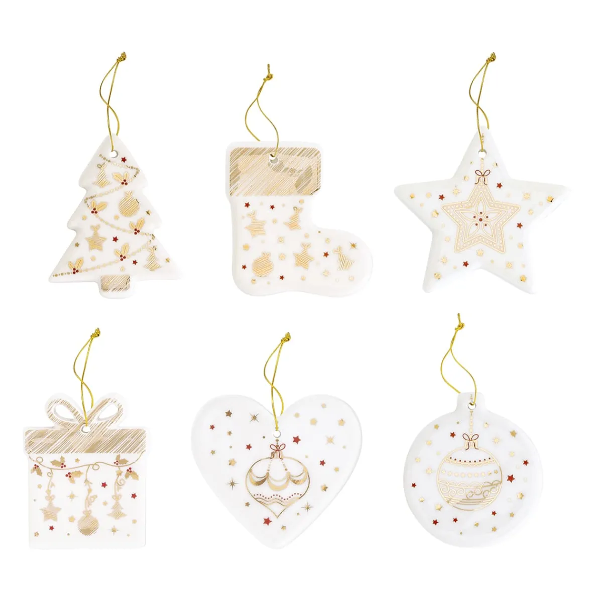 Easy Life Set de 6 décorations en porcelaine pour sapin de Noël CHRISTMAS LIGHTs Sale