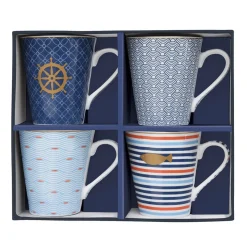 Easy Life Set de 4 mugs en porcelaine de 300 ml BORD DE MER Online
