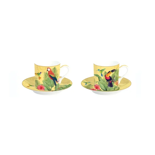 Easy Life Set de 2 tasses à café et soucoupe EXOTIC PARADISE New