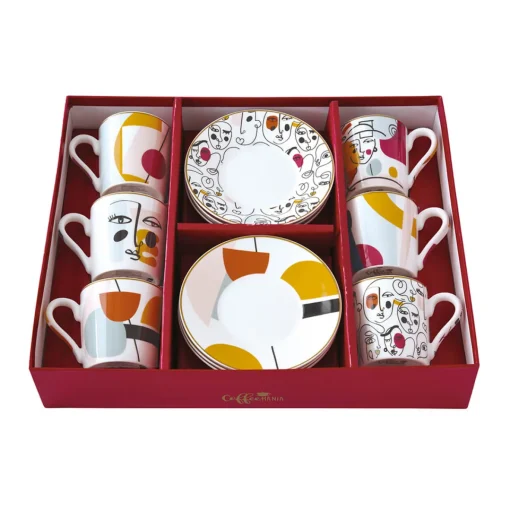 Easy Life Set de 6 tasses à espresso de 100 ml avec soucoupes MODERNISM Sale