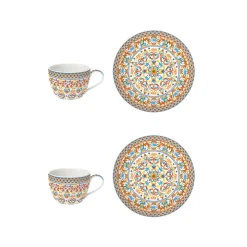 Easy Life Set de 2 tasses avec soucoupes MEDITERRANEO ORANGE Best