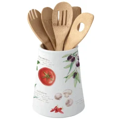 Easy Life Set de 5 ustensiles de cuisine en bambou avec support en porcelaine HOME & KITCHEN Outlet