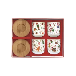 Easy Life Set de 4 verres à café avec soucoupes CHRISTMAS FRIENDS Clearance