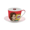 Easy Life Tasse à petit-déjeuner avec assiette, 400 ml POP ART New