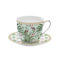 Easy Life Tasse à petit-déjeuner avec assiette, 400 ml en porcelaine Wild TROPICAL Outlet