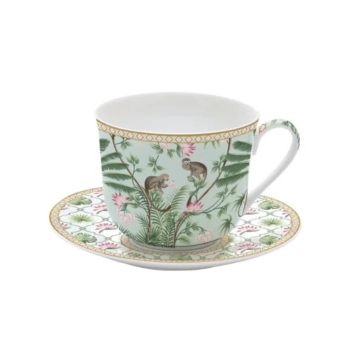 Easy Life Tasse à petit-déjeuner avec assiette, 400 ml en porcelaine Wild TROPICAL Outlet