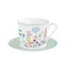 Easy Life Tasse à petit-déjeuner avec assiette FLORAISON New