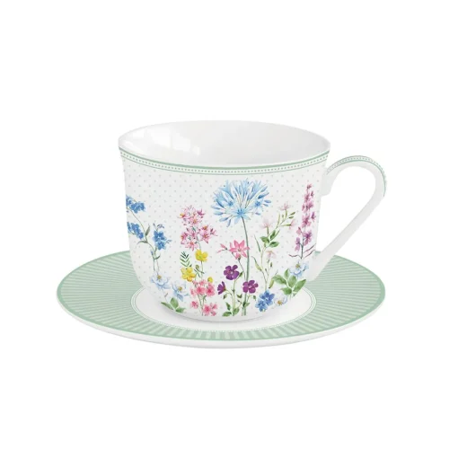 Easy Life Tasse à petit-déjeuner avec assiette FLORAISON New