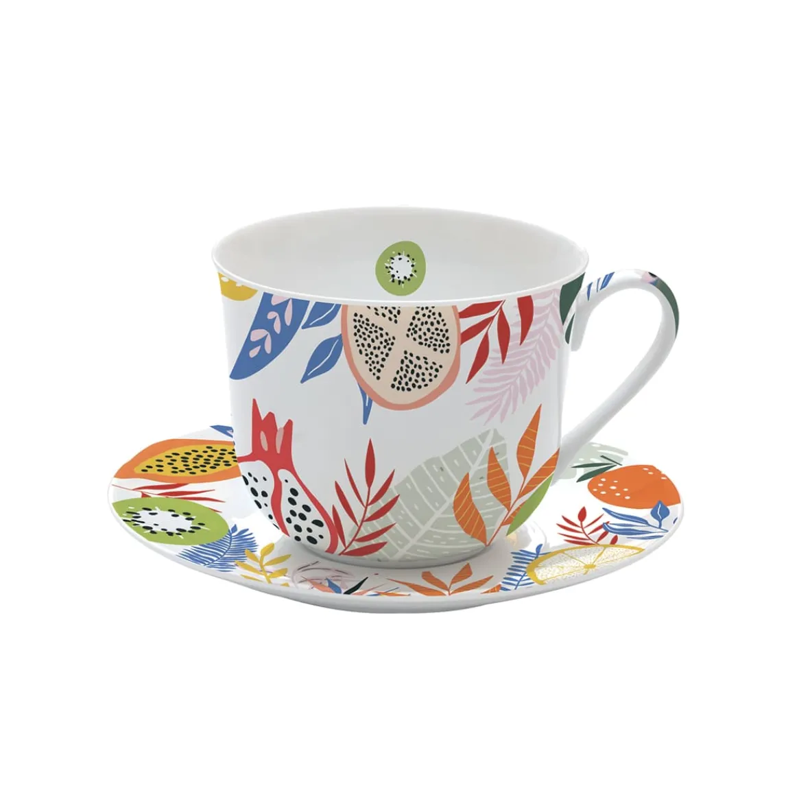 Easy Life Tasse à petit-déjeuner avec assiette TUTTI FRUTTI New