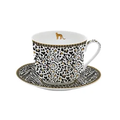 Easy Life Tasse à petit-déjeuner avec soucoupe, 400 ml en porcelaine Atmosphere SAVANA New