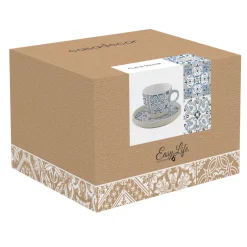 Easy Life Tasse à thé en porcelaine avec soucoupe, 250 ml Casa Decor BLUE Discount