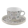 Easy Life Tasse à thé en porcelaine avec soucoupe, 250 ml Casa Decor GREY