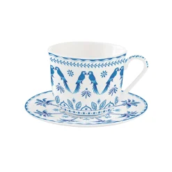 Easy Life Tasse de petit déjeuner avec assiette bleue EXOTIC VIBES