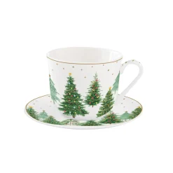 Easy Life Tasse de petit déjeuner avec soucoupe FESTIVE TREES> Petit Dejeuner|Festive Trees