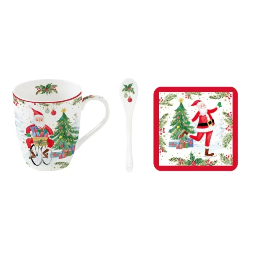 Easy Life Tasse et cuillère avec sous-verre JOYFUL SANTA Best