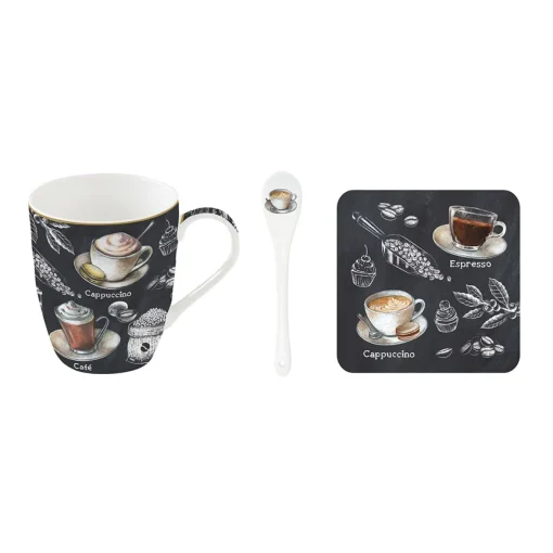 Easy Life Tasse et cuillère avecdessous de verre BARISTA Online