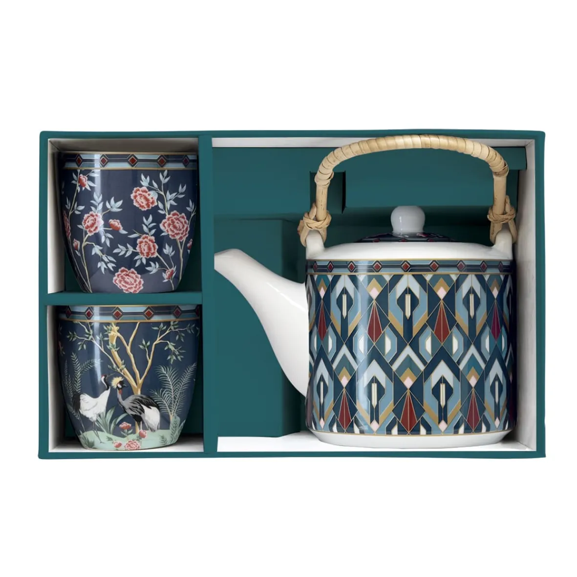 Easy Life Théière de 600 ml avec 2 tasses en porcelaine, dans une boîte cadeau MANDALAY Hot