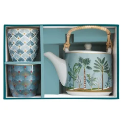 Easy Life Théière de 600 ml avec 2 tasses en porcelaine Atmosphere Jungl Clearance