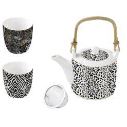 Easy Life Théière en porcelaine de 600 ml avec 2 petites tasses SAVANA Clearance